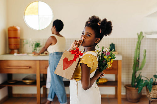 A surprise bouquet: Daughter surprising mom with birthday gift