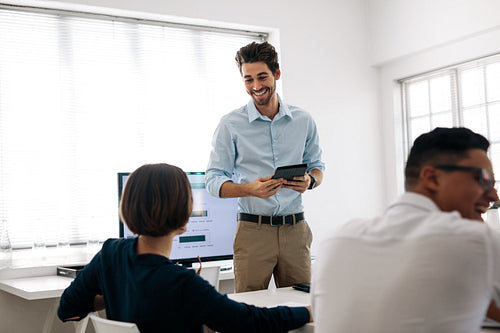 Entrepreneur making a presentation at work