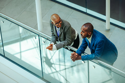 Professional colleagues discussing at a corporate law firm