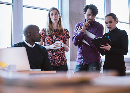 Business people analyzing statistic