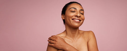 Happy mature woman with healthy skin