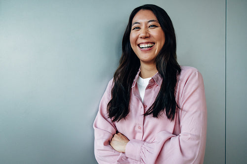 Portrait of a positive young businesswoman