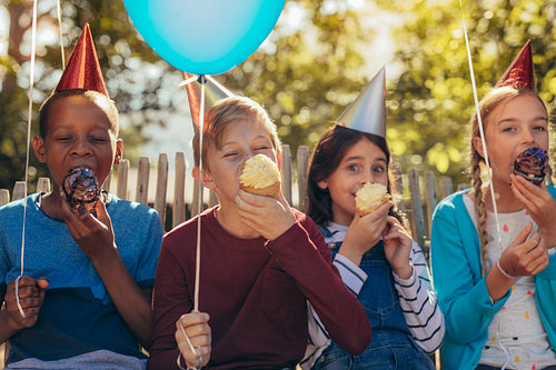 Group of kids having a party