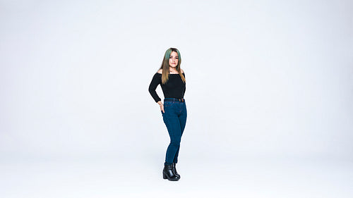 Woman with freckles on body