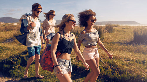 Group of friends on beach vacation