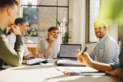 Happy business team meeting