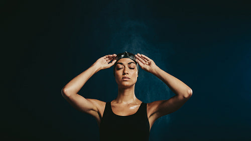 Professional swimmer focusing on her training