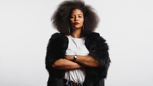 Woman in afro hairstyle