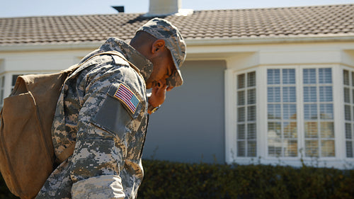 US Marine member coming back home after an honorable discharge from military deployment
