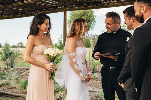 Beautiful wedding ceremony outdoors