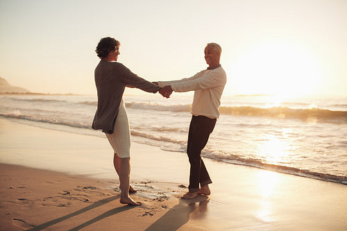 Senior couple enjoying their retirement on the beach