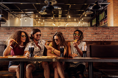 Group of multi-ethnic friends having lunch
