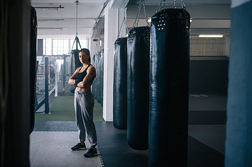 Female boxer at the boxing studio