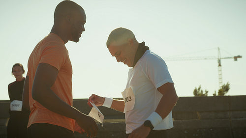 Happy runners prepare for their race