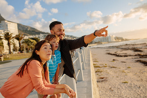 Family on a day out near the sea