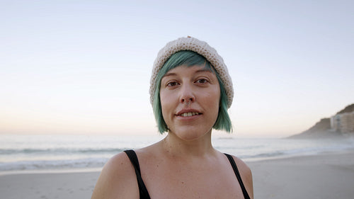 Portrait of a happy mature woman on the beach