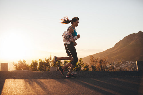 Young couple running in morning