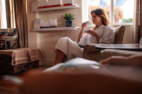 Woman waiting for spa treatment