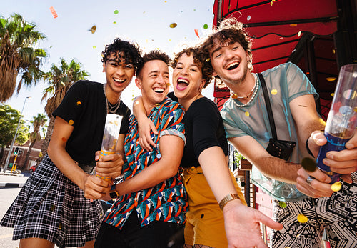 Queer friends celebrating their friendship
