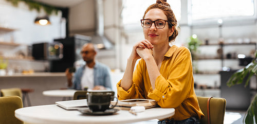 Smiling barista making espresso with a coffee maker – Jacob Lund  Photography Store- premium stock photo