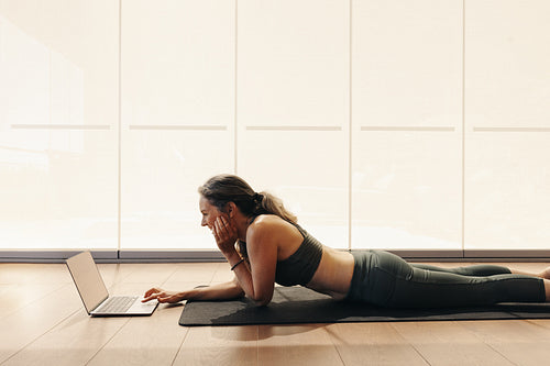 Woman Sit in Yoga Asana on Rubber Mat Isolated Stock Photo - Image of  instructor, aerobics: 26602430