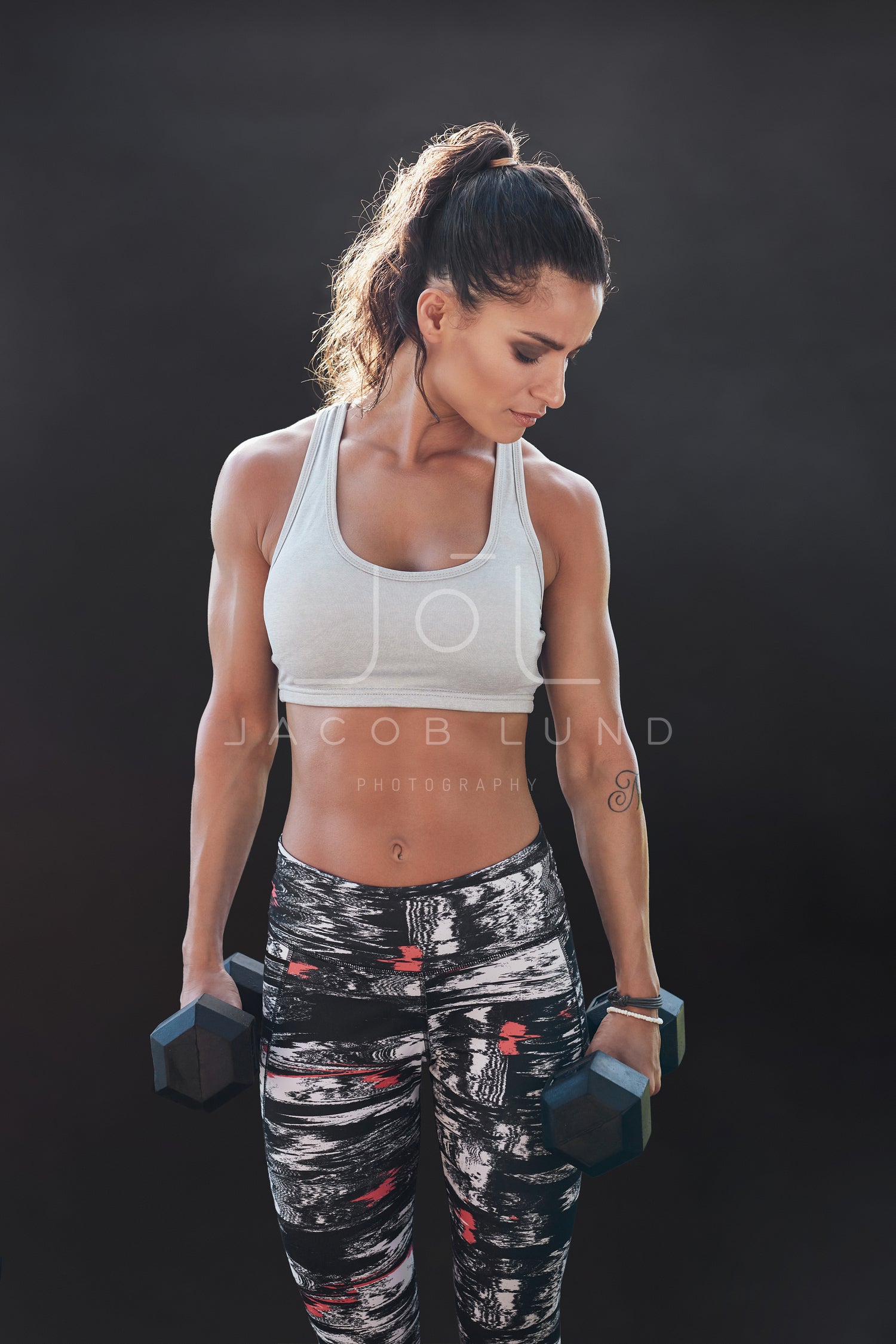 Fitness woman exercising with dumbbells – Jacob Lund Photography Store-  premium stock photo