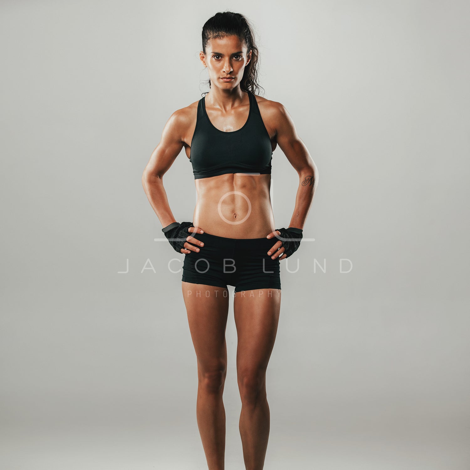 Fitness woman. Fit and sporty woman showing her well trained body.  Transparent PNG Photo of woman's body Stock Photo