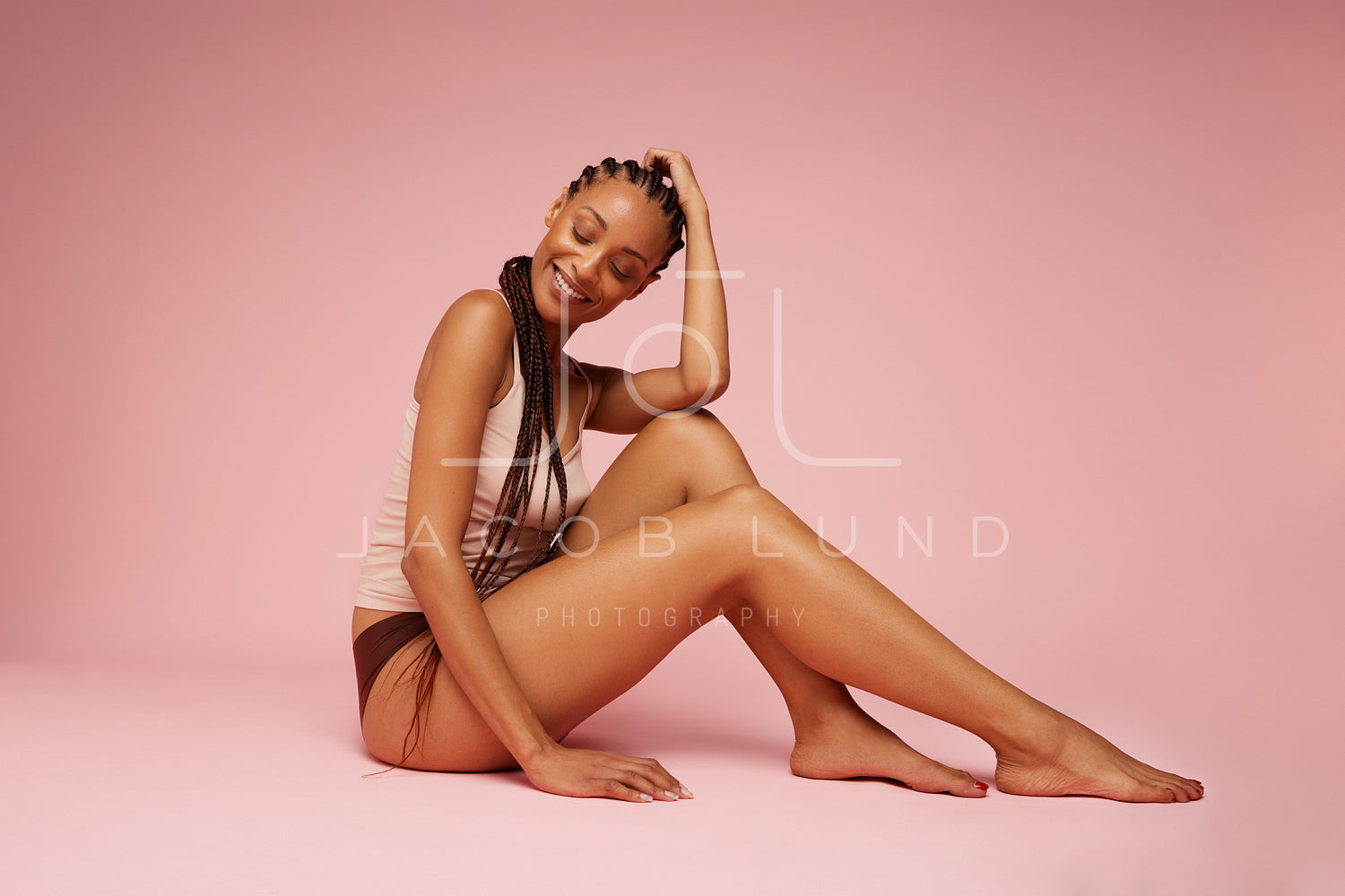 Curvy african american girl in underwear isolated Vector Image