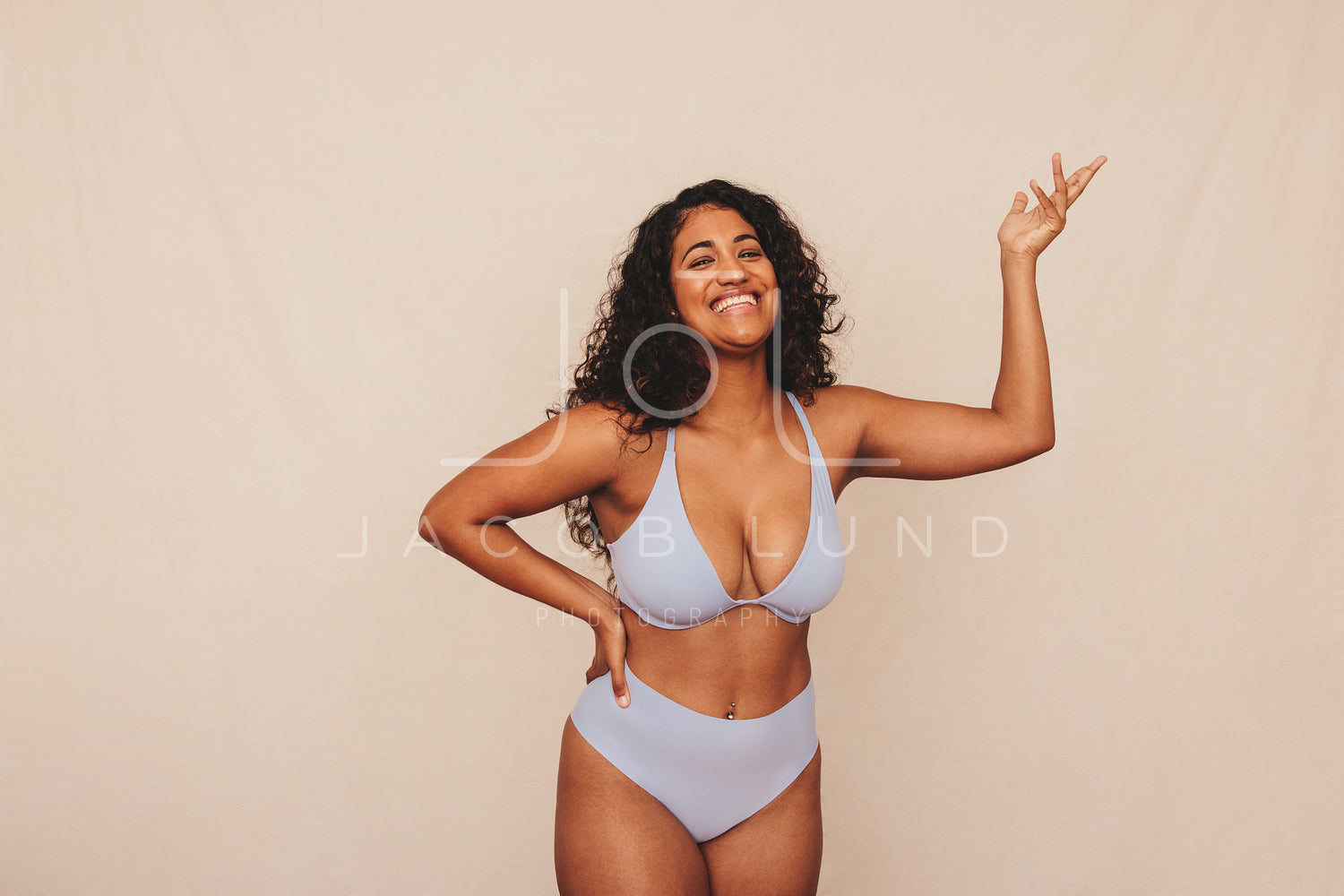 Beautiful plus size woman smiling happily in underwear – Jacob Lund  Photography Store- premium stock photo