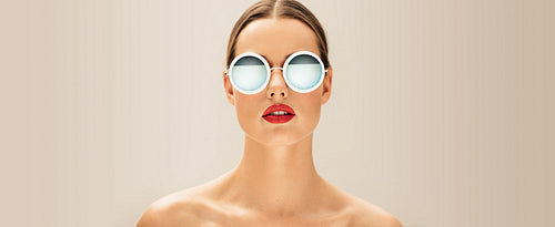 Woman with outlet shades