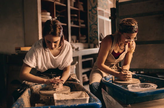 Potter moulding clay on pottery wheel – Jacob Lund Photography Store-  premium stock photo