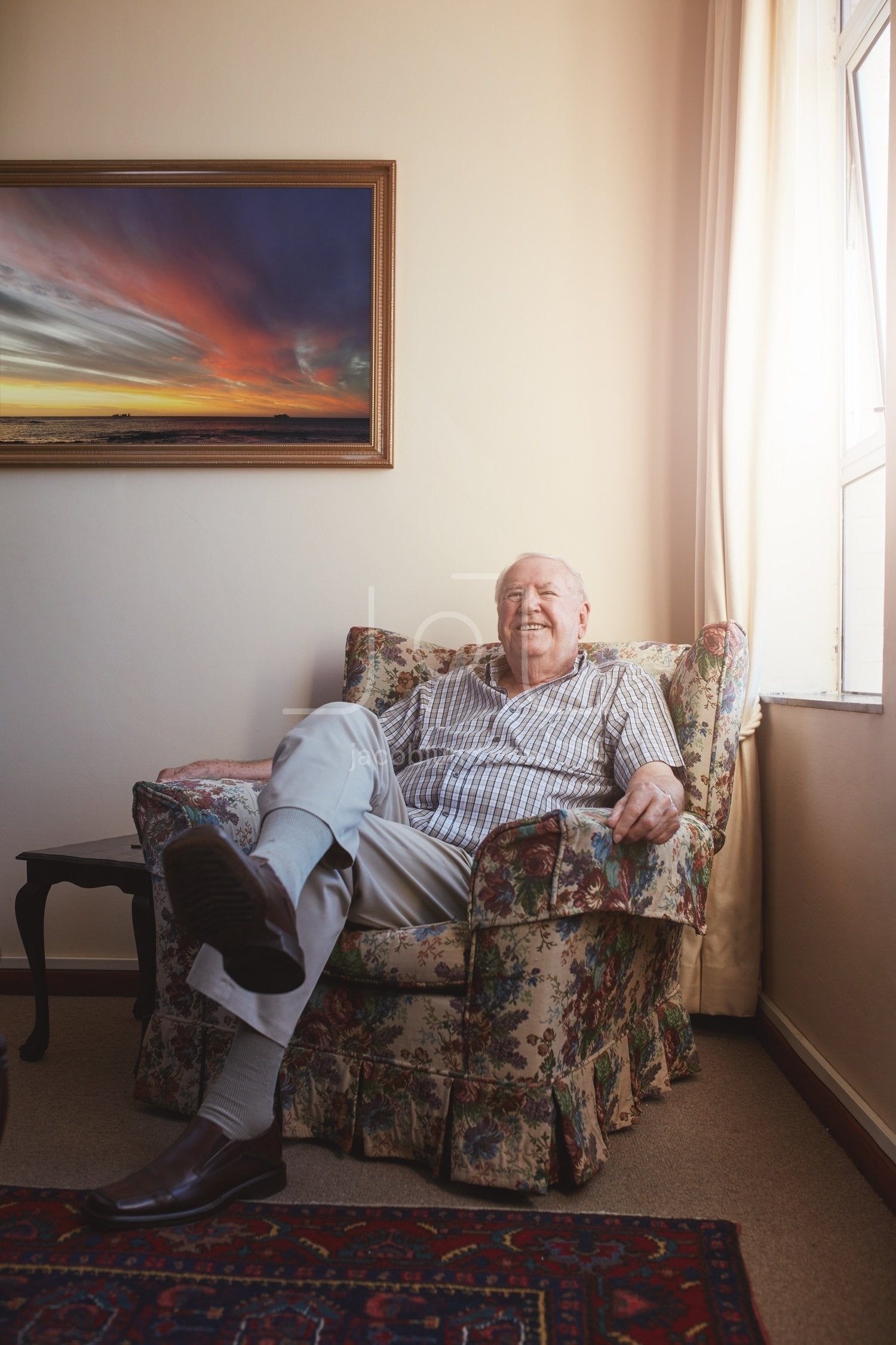 Old Man Relaxing On An Arm Chair At Home Jacob Lund Photography Store