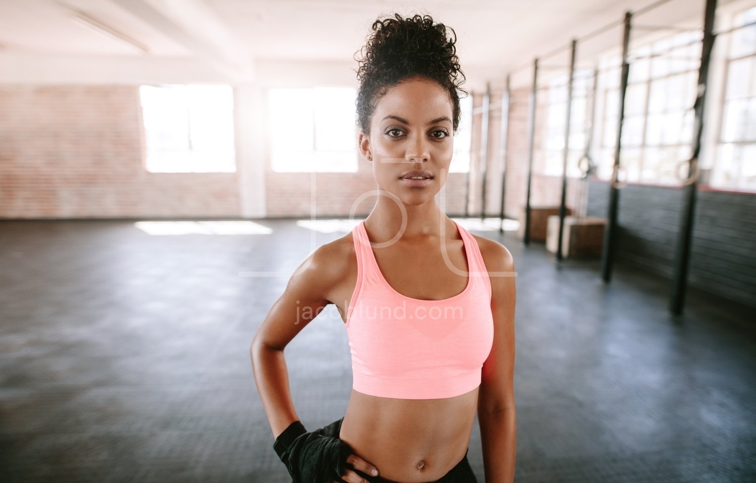 Premium Photo  Portrait fitness or happy black woman flexing with