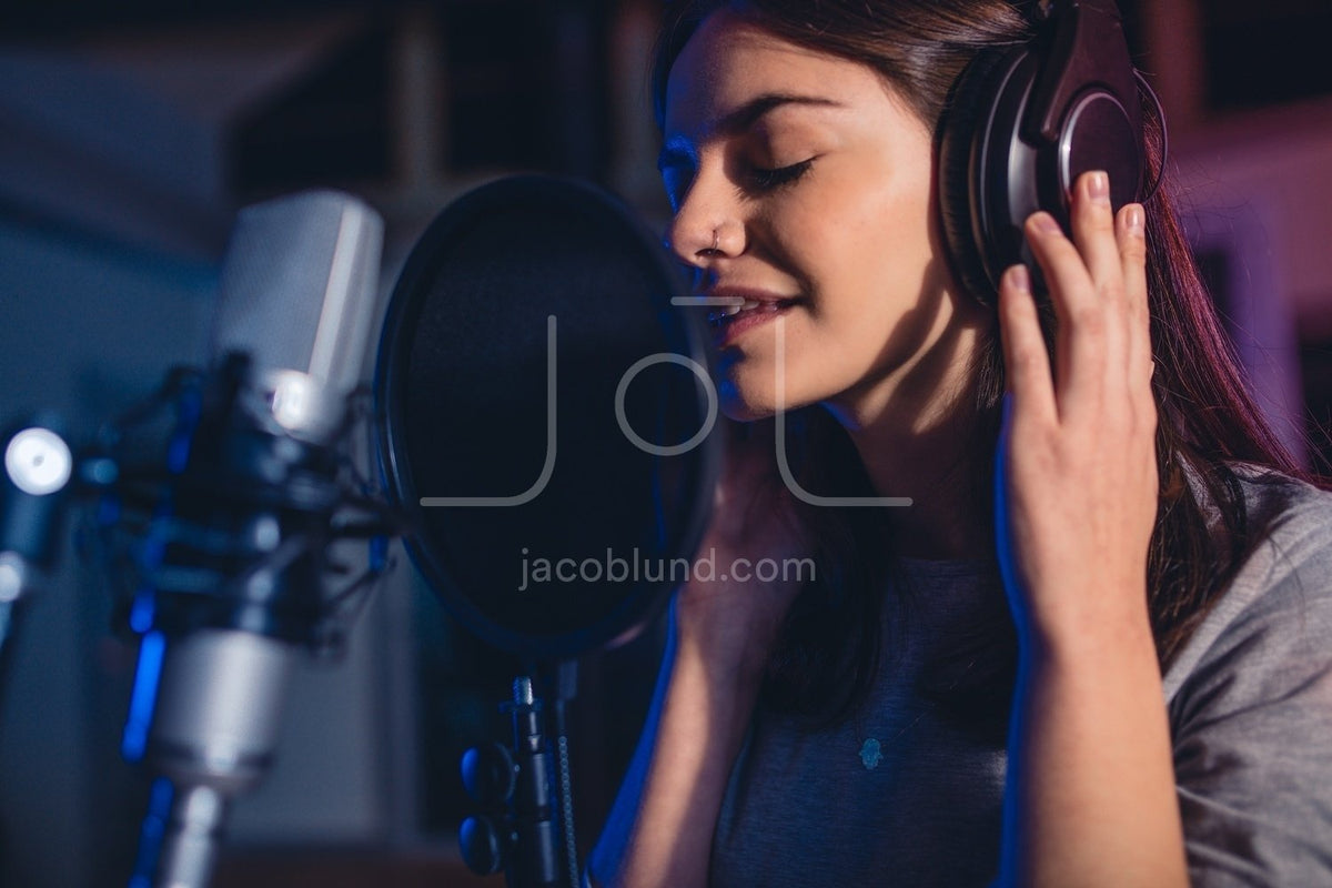 Female singer in recording studio – Jacob Lund Photography Store ...